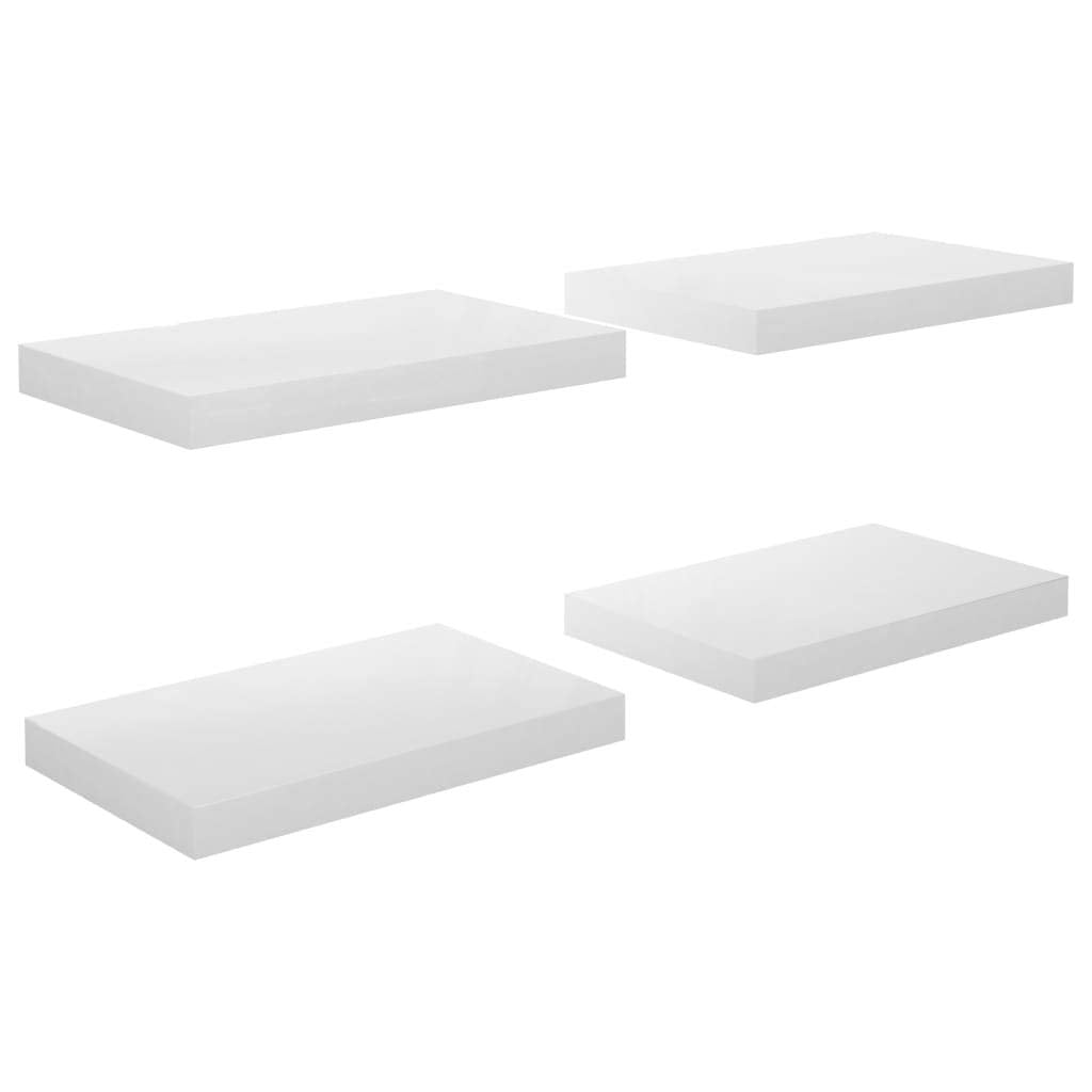 vidaXL Floating Wall Shelves 4 pcs High Gloss White 15.7&quot;x9.1&quot;x1.5&quot; MDF