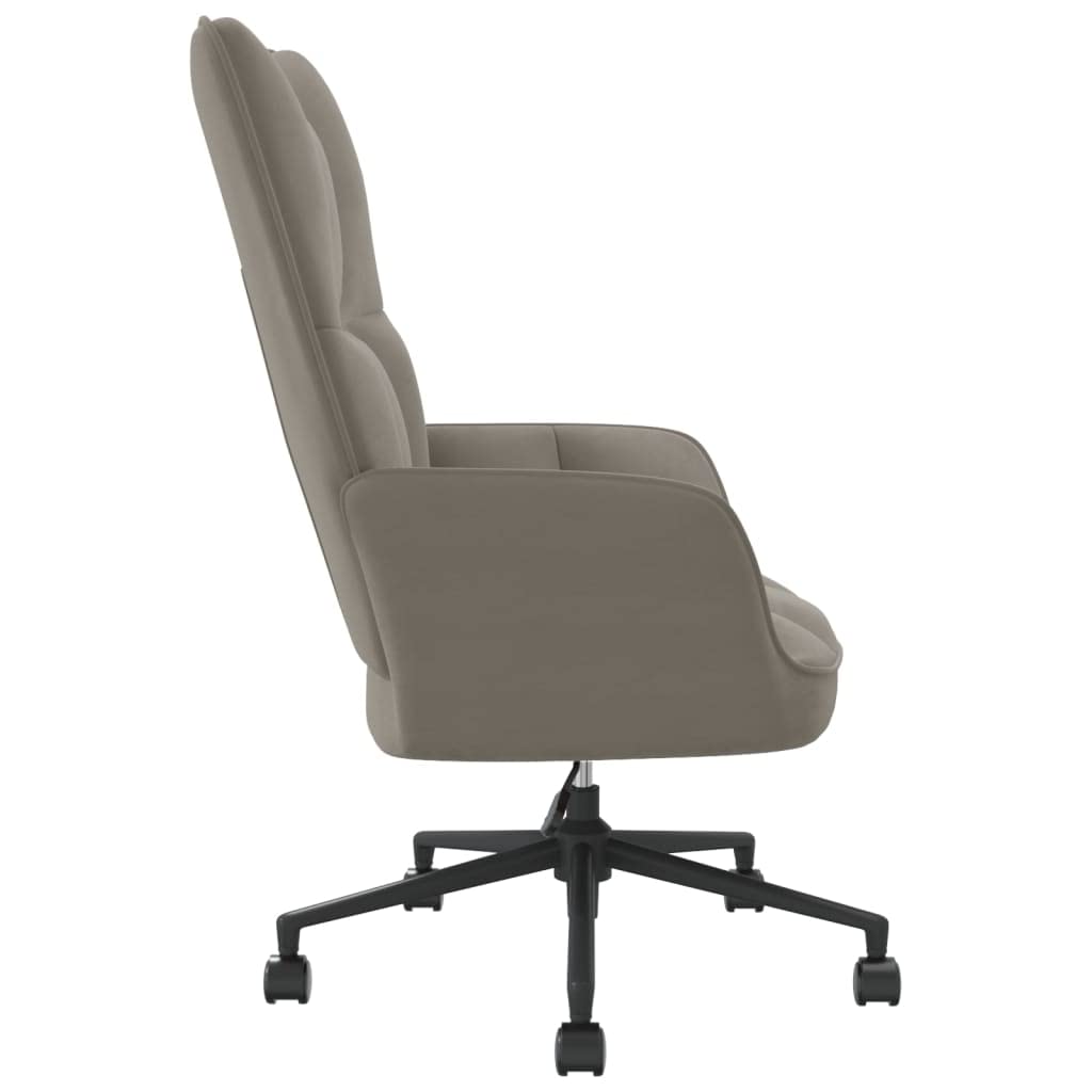 vidaXL Relaxing Chair with Adjustable Height in Light Gray Velvet, Steel Frame, and Swivel Mechanism - Modern Seating for Office or Living Room