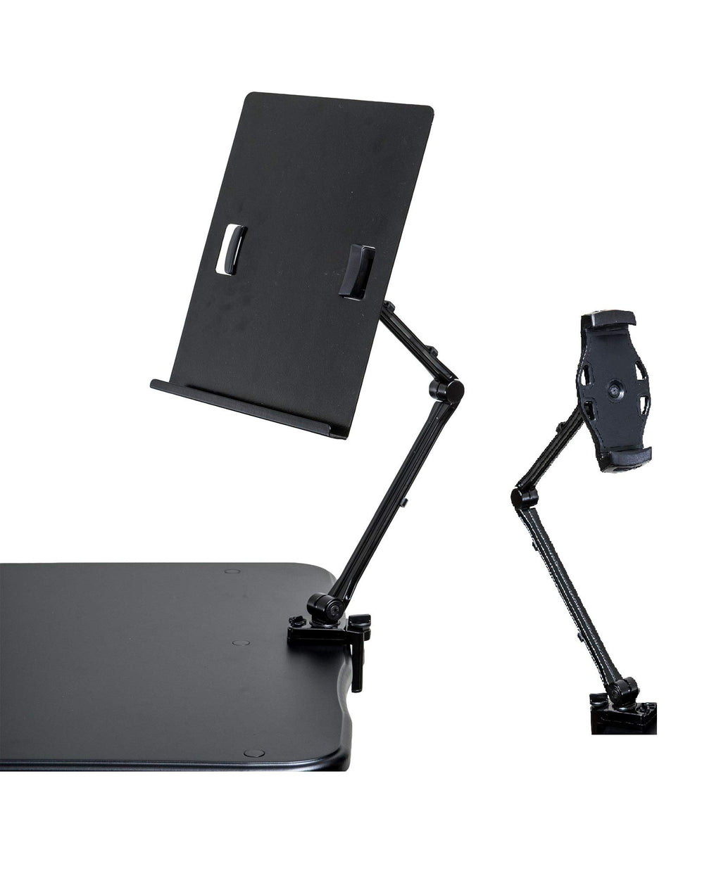 TrenDesks Document Copy Holder and Tablet/Cellphone Holder 2-in-1, Full Motion, Adjustable Height, Angle, and Direction, Black, Metal