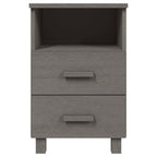 vidaXL Nightstand Set of 2 - Light Gray Pine Wood Bedside Storage Cabinets with Drawers and Open Compartment for Bedroom/Living Room