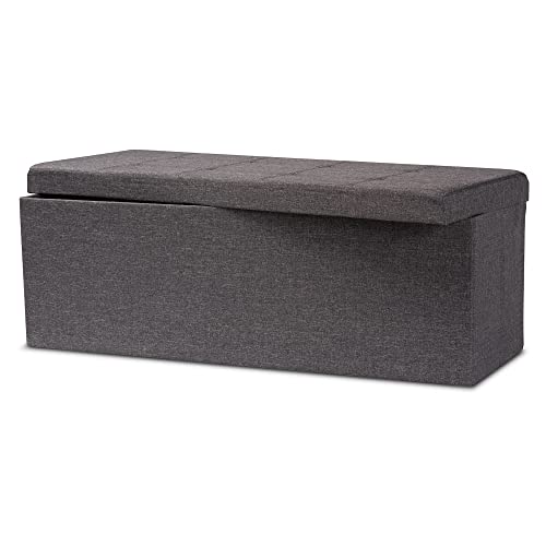 Baxton Studio Haide Modern and Contemporary Dark Grey Fabric Upholstered Storage Ottoman