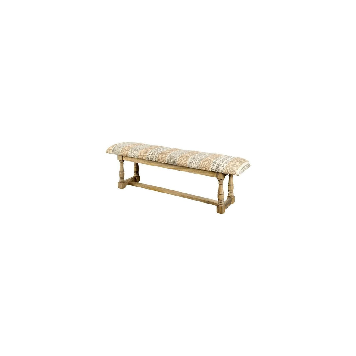 HomeRoots 14' Brown Upholstered Cotton Blend Bench