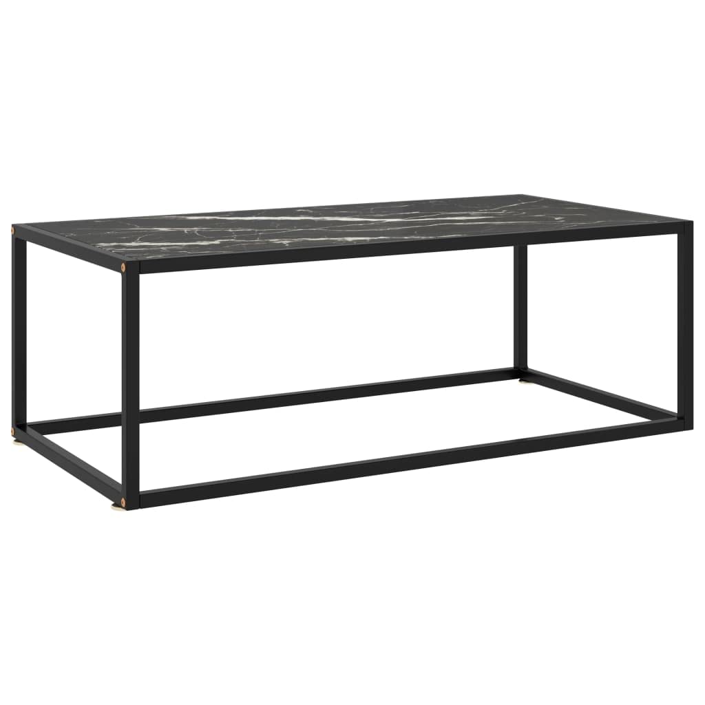 vidaXL Contemporary Coffee Table with Tempered Black Marble Glass - Thumbnail 2