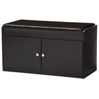 Baxton Studio Margaret Modern & Contemporary Wood 2-Door Shoe Cabinet with Faux Leather Seating Bench, Dark Brown