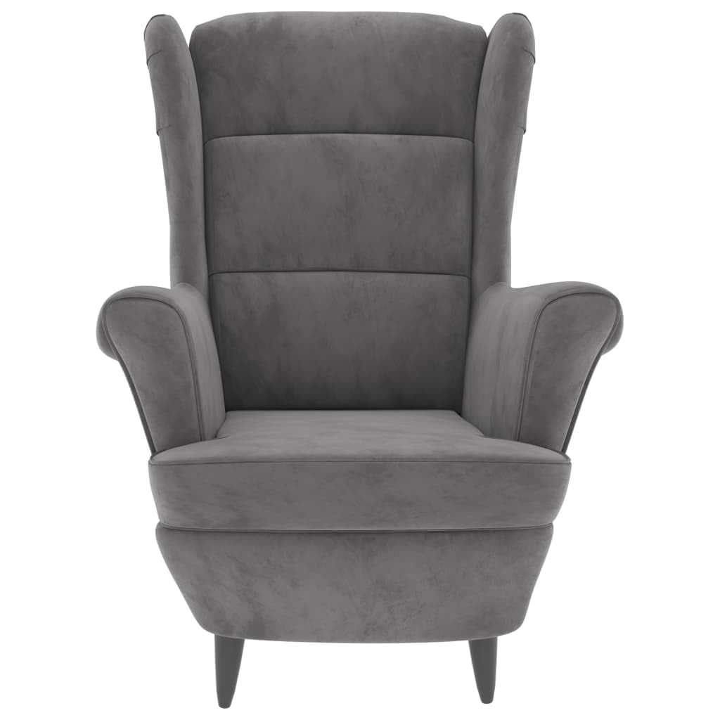 vidaXL Light Gray Velvet Armchair with Sturdy Plywood Frame and Comfortable Seat, Retro-Inspired Design for Home Decor