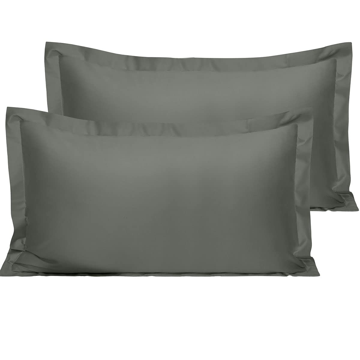 Ntbay 2 Pack 500 Thread Count 100% Egyptian Cotton King Pillow Shams, Super Soft And Breathable Oxford Pillowcases For Bed, 20X36 Inches, Dark Grey