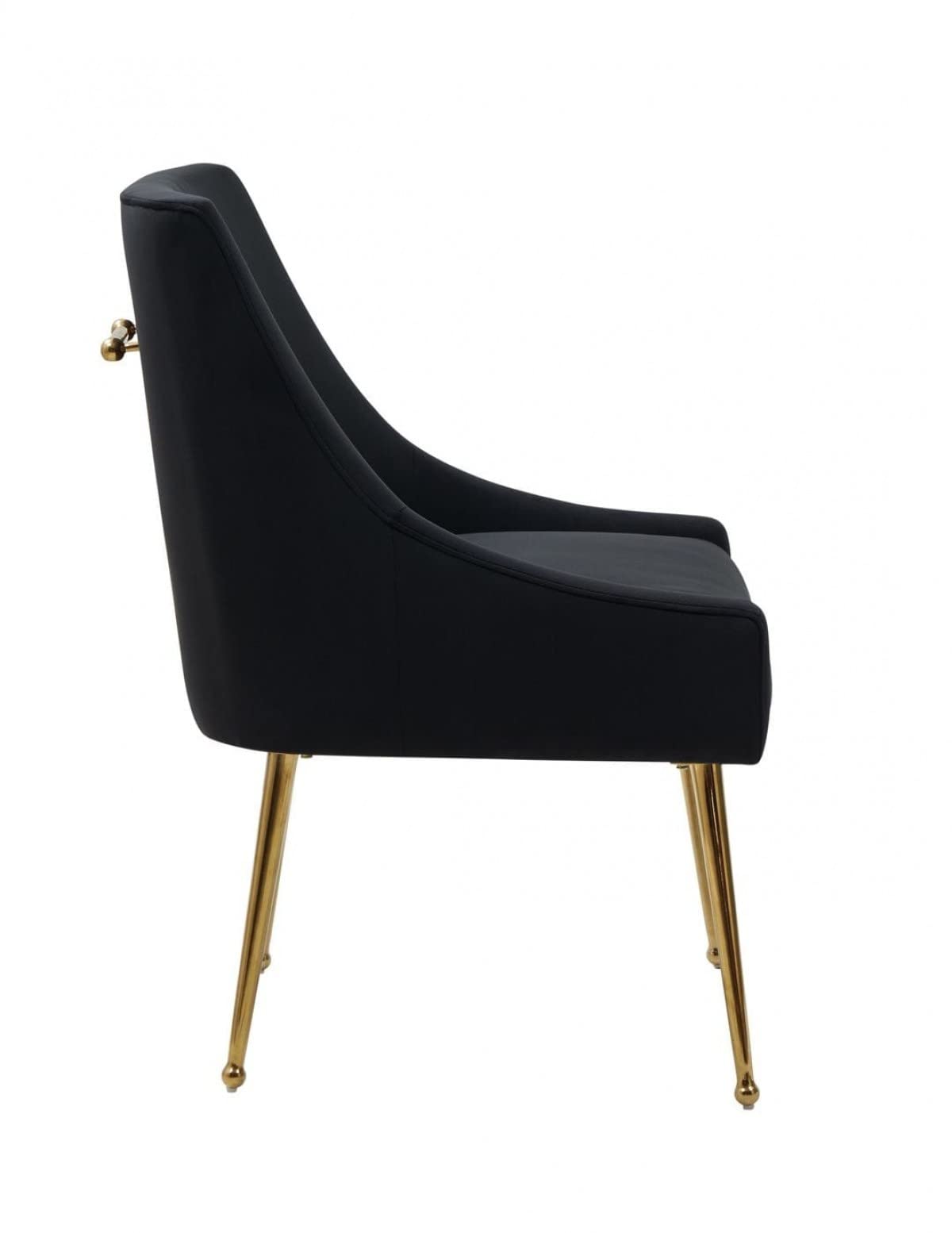 HomeRoots Velvet, Metal Set of Two Black Gold Velvet Dining Chairs