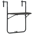 vidaXL Hanging Balcony Table with Adjustable Height - Durable Plastic Design with Steel Frame - Foldable for Space-Saving - Weather Resistant - Brown Rattan Look