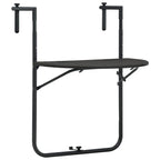 vidaXL Hanging Balcony Table with Adjustable Height - Durable Plastic Design with Steel Frame - Foldable for Space-Saving - Weather Resistant - Brown Rattan Look