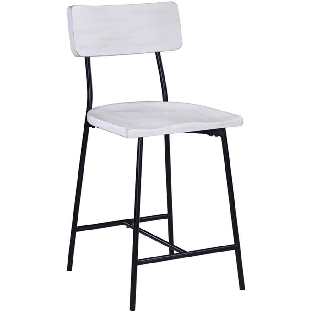 Comfort Pointe Bari 24.25&quot; Metal/Wood Counter Stool In Whitewash/Black