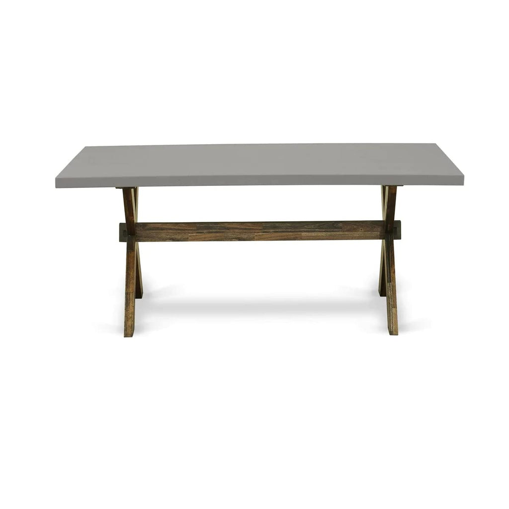 East West Furniture X2-797 3 Piece Dinette Set for Small Spaces Contains a Rectangle Dining Table with X-Legs and 2 Dining Table Bench, 40x72 Inch, Multi-Color