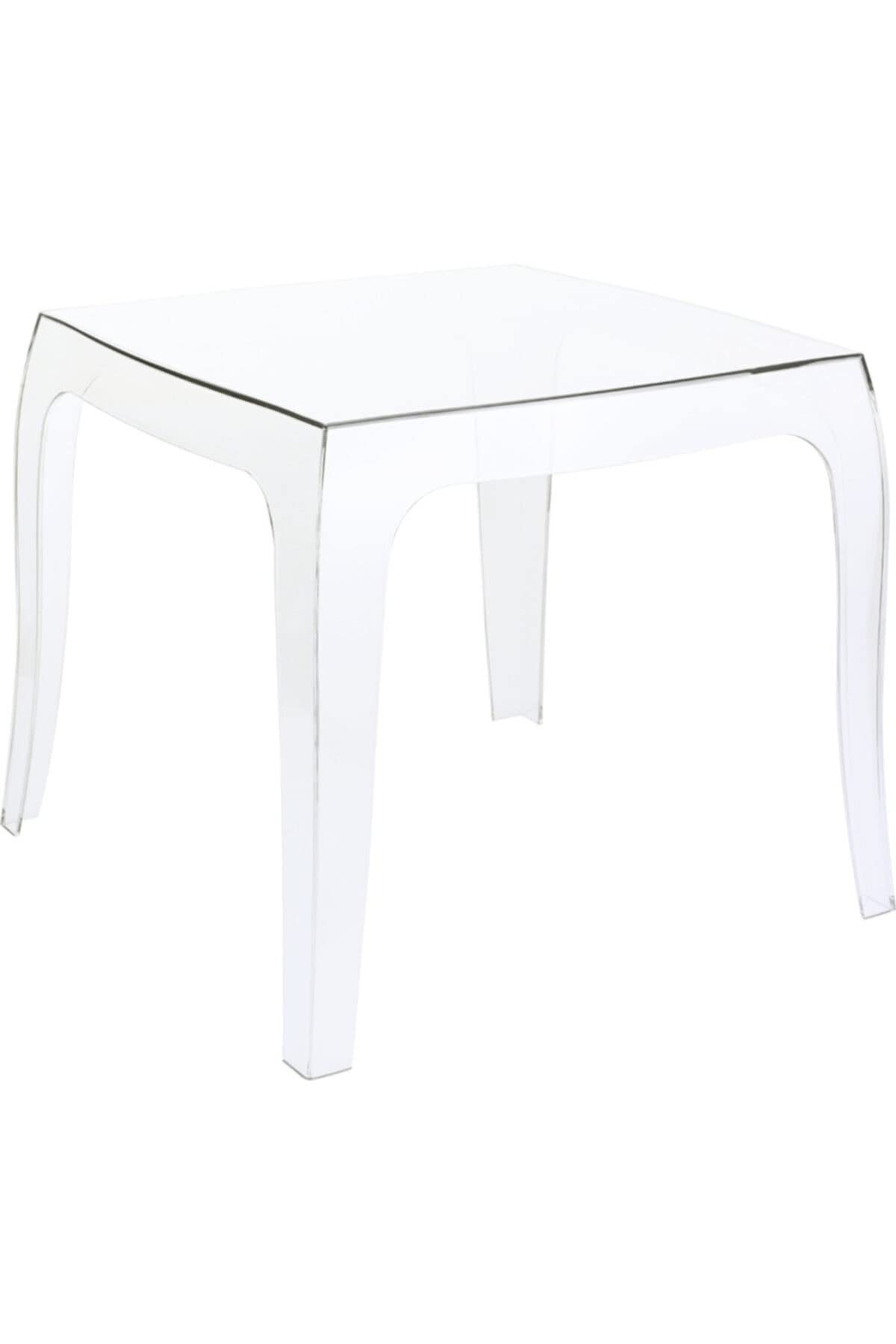 Compamia Queen Polycarbonate Patio Side Table in Transparent Clear, Commercial Grade
