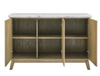 Steve Silver Furniture Vida Top Burnished Blonde, Mid-Century Modern, Unique Marble Veining, Ash Veneers, Soft-Close Doors Server, Brown