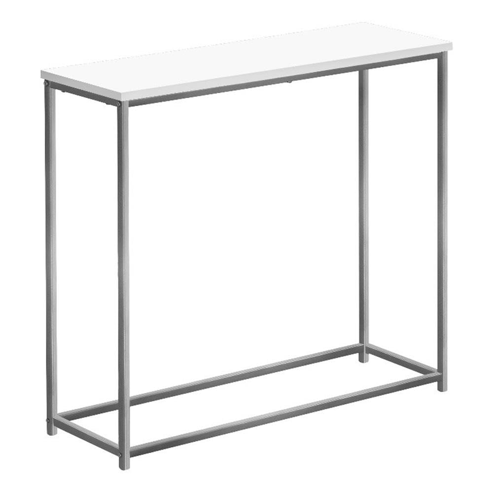 Monarch Specialties 2256 Accent Table, Console, Entryway, Narrow, Sofa, Living Room, Bedroom, Metal, Laminate, Grey, Contemporary, Modern Table-32 L/White/Silver, 31.5&Quot; L X 11.5&Quot; W X 29&Quot; H