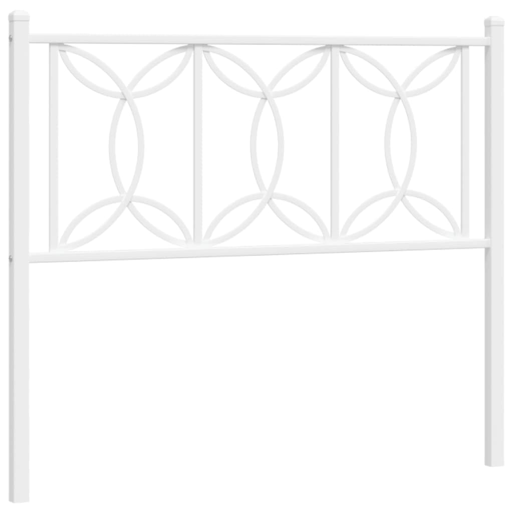 vidaXL Metal Headboard White Steel Frame - 39.4&quot; Classic Bedroom Back Support - 41.3&quot;x1.2&quot;x35.4&quot;