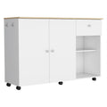 Syros Kitchen Island Cart, 6 Carter, 1 Drawer, Double Door Cabinet, 2 External Shelves, 4 Interior Shelves, White/Pine