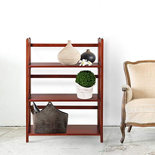 Casual Home 3-Shelf Folding Stackable Bookcase (27.5&quot; Wide)-Mahagony