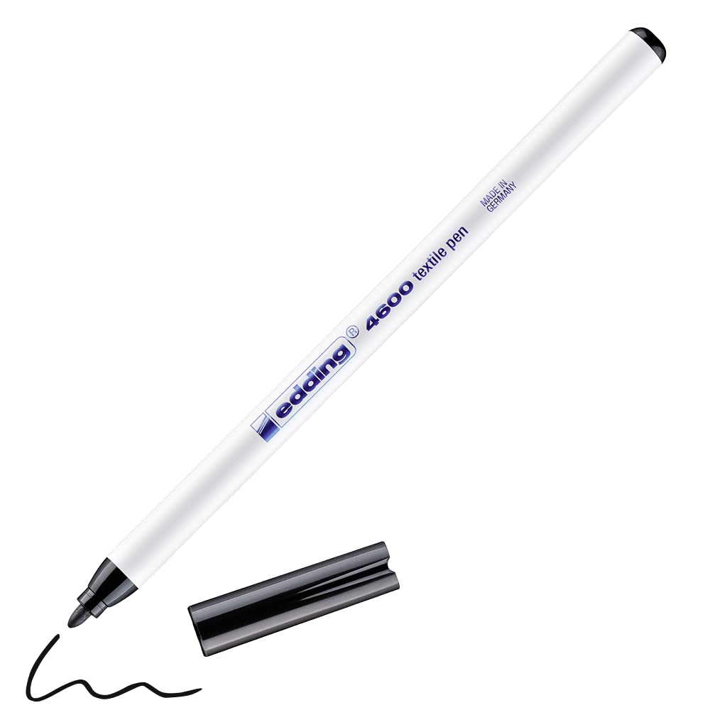 Edding 4600 Textile Pen - Black - 1 Pen - Round Nib 1 Mm - Permanent Fabric Pens For Drawing On Textiles, Wash-Resistant Up To 6