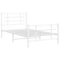 vidaXL Metal Bed Frame - Steel Single Bed with Headboard/Footboard, Slatted Base, White, Under-Bed Storage Space, Bedroom Furniture, 81.5x41.3x35.4