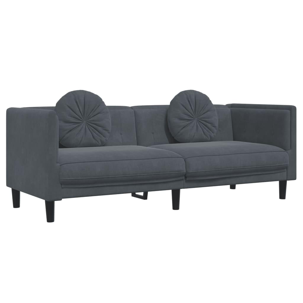 vidaXL 3-Seater Sofa - Dark Gray Velvet - Plush Cushions - Modern Design - Living Room Furniture - 76.2"x30.3"x27.6"