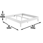 Steve Silver Furniture Nix King Platform Bed Contemporary, 6.5-Inch Bed Clearance, Farmhouse, Mid-Century, Traditional, w/Wooden Slats, No Box Spring Needed, 82.01" L x 78.46" W x 12.24" H, White
