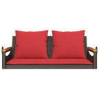 vidaXL Brown Poly Rattan Swing Bench - Comfortable Cushions, Weather-Resistant, 109x62x40 cm, Robust Steel and Acacia Wood Frame for Outdoor/Garden/Patio Use