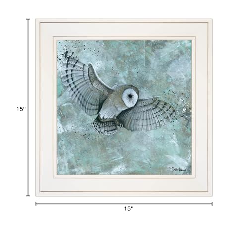 Simplicity Blue and Gray Owl White Framed Print Wall Art