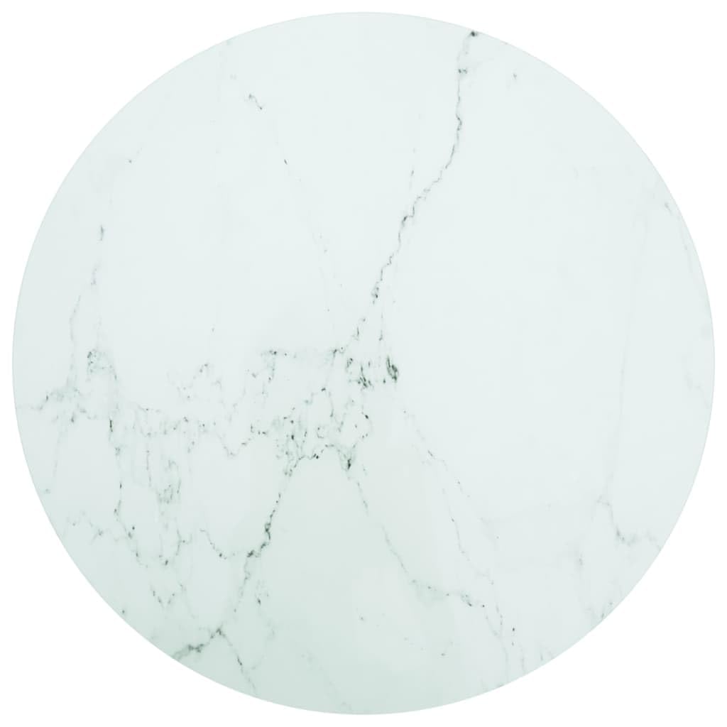 vidaXL Round Tempered Glass Table Top in White with Marble Design, Durable and Easy to Clean, Diameter 31.5 Inches, No Assembly Required