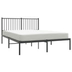vidaXL Black Metal Bed Frame with Storage Space and Headboard, Sturdy Powder-Coated Steel, Ideal for 53.9"x74.8" Mattress, Provides Excellent Support, Easy Assembly