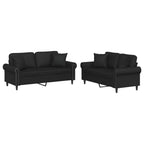 vidaXL 2 Piece Sofa Set in Black Faux Leather with Cushions – Durable and Stain-Resistant – Modern Design – Easy to Clean and Maintain – Padded Seating