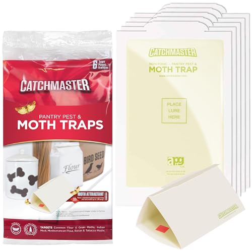 Catchmaster Pantry Pest & Moth Traps 6Pk, Bug Killer For Closet, Kitchen Storage, & Pantry, Sticky Moth Traps For House, Protect
