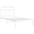 vidaXL Metal Bed Frame with Headboard - White Single Bed 39.4"x78.7" - Sturdy Steel Construction, Storage Space, Elegant Design