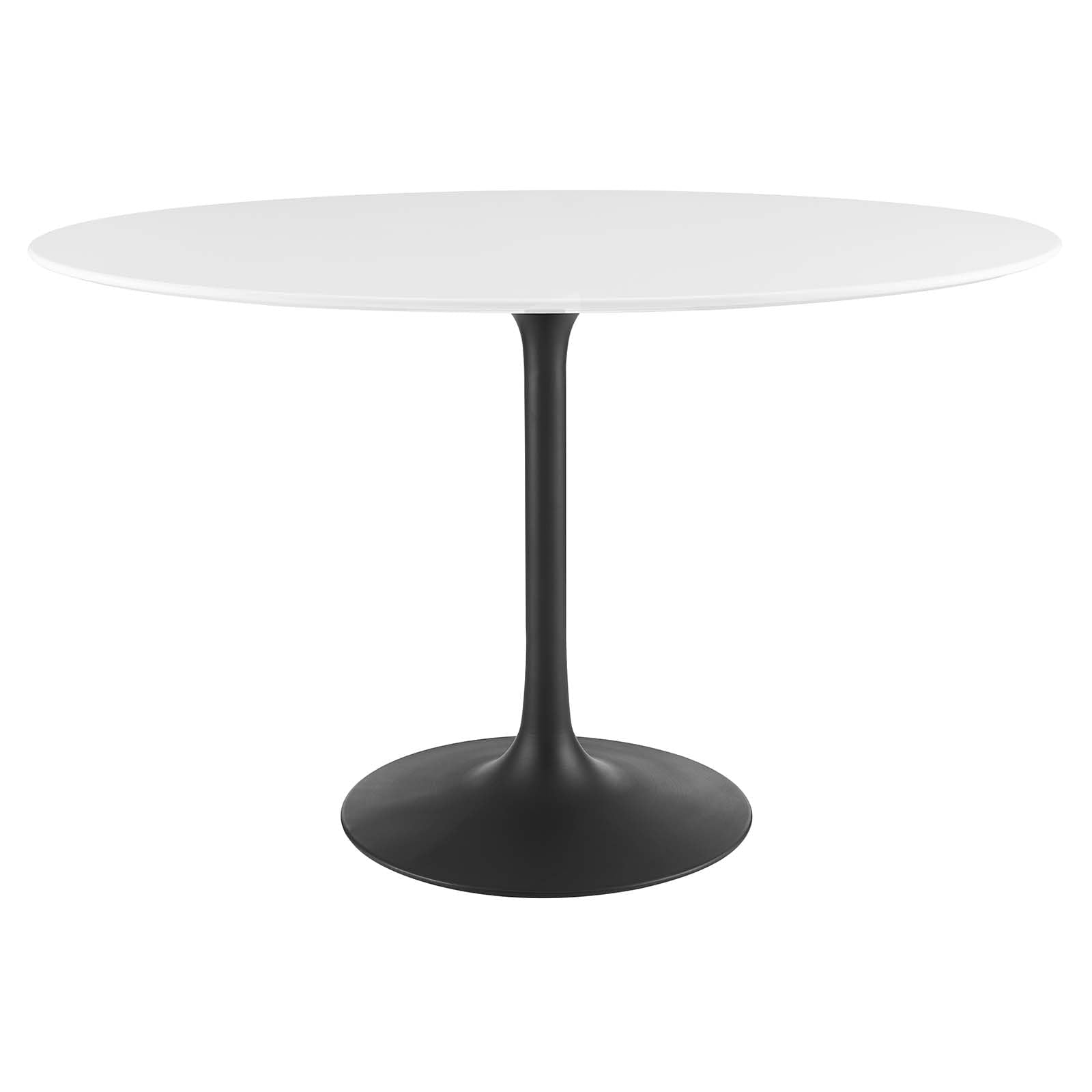Modway Lippa 48&quot; Oval-Shaped Mid-Century Modern Dining Table With White Wood Top And Black Base