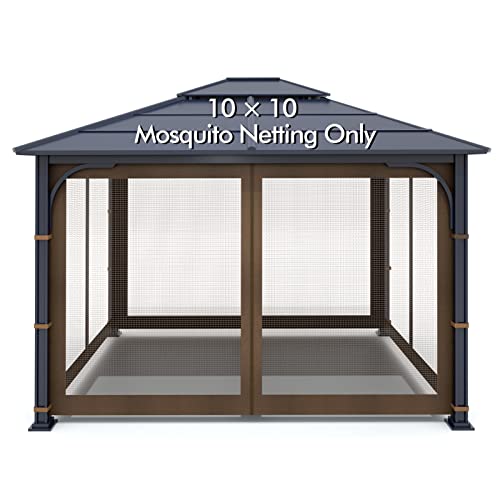 Gazebo Universal Replacement Mosquito Netting - Wonwon Outdoor Gazebo Canopy 4-Panel Screen Walls With Zipper For 10' X 10' Gaze