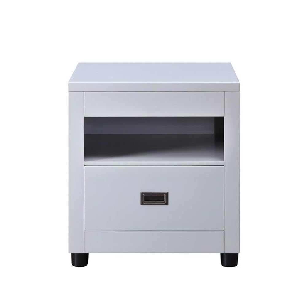 Acme Eleanor 1-Drawer Wooden End Table with Open Compartment in Dove Gray
