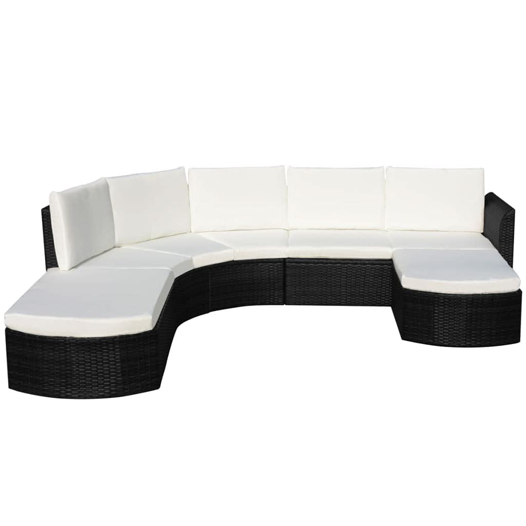 4 Piece Garden Lounge Set with Cushions Poly Rattan Black