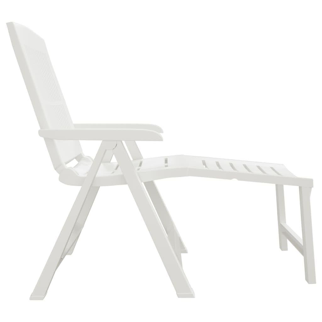 vidaXL White Plastic Sun Lounger – Foldable & Lightweight Outdoor Furniture with Adjustable Reclining Backrest for Garden, Patio, Complete Relaxation