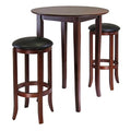 Ergode Wood Summit 3-Piece Pub Table Set | Modern Retro Style | Sturdy Wood Composite Tabletop | Adjustable Swivel Stools | Chrome Plated Finish (94381-VV)