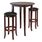 Ergode Wood Summit 3-Piece Pub Table Set | Modern Retro Style | Sturdy Wood Composite Tabletop | Adjustable Swivel Stools | Chrome Plated Finish (94381-VV)
