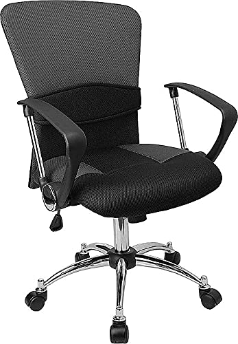 Flash Furniture 23Grey Mid-Back Mesh Task Chair, Fixed Arms, Black