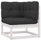 vidaXL Solid Pinewood Patio Lounge Set with Cushions 10 Piece Wooden Lounge Set Garden Outdoor Sofa Seat Sitting Lounger Furniture White