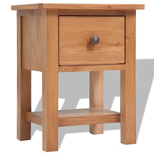 vidaXL Nightstand Solid Oak Wood 14.2&quot;x11.8&quot;x18.5&quot; Brown