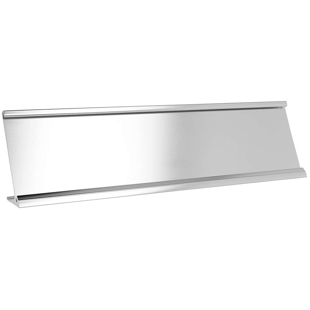 2' X 8' Aluminum Name Plate Holder For Desk - Office Business Door Sign Holder - Silver