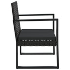 vidaXL Modern Patio Armchair with Included Cushion, Constructed from Weather-Resistant Black Poly Rattan and Stable Powder-Coated Steel Frame - 20.3" x 22.4" x 29.3"