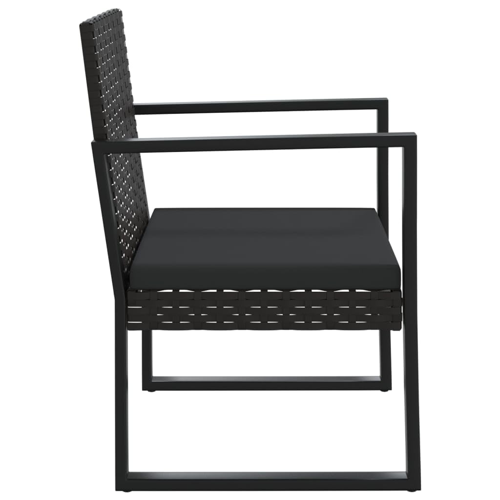 vidaXL Modern Patio Armchair with Included Cushion, Constructed from Weather-Resistant Black Poly Rattan and Stable Powder-Coated Steel Frame - 20.3" x 22.4" x 29.3"