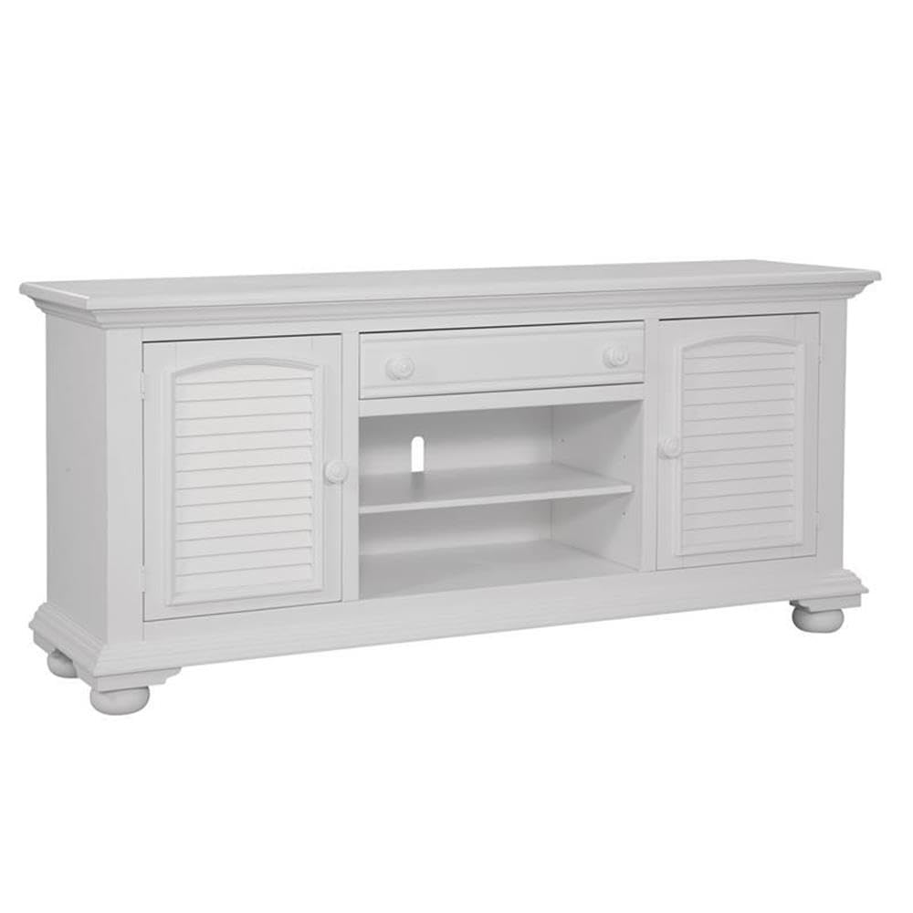 American Woodcrafters Cottage Traditions Eggshell White 72-Inch Wood Tv Console