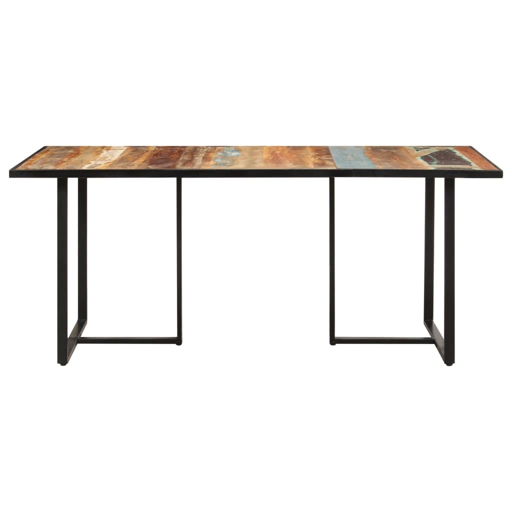 vidaXL Industrial Dining Table- Solid Reclaimed Wood, with Iron Legs, Brown, Rectangular, Assembly Required