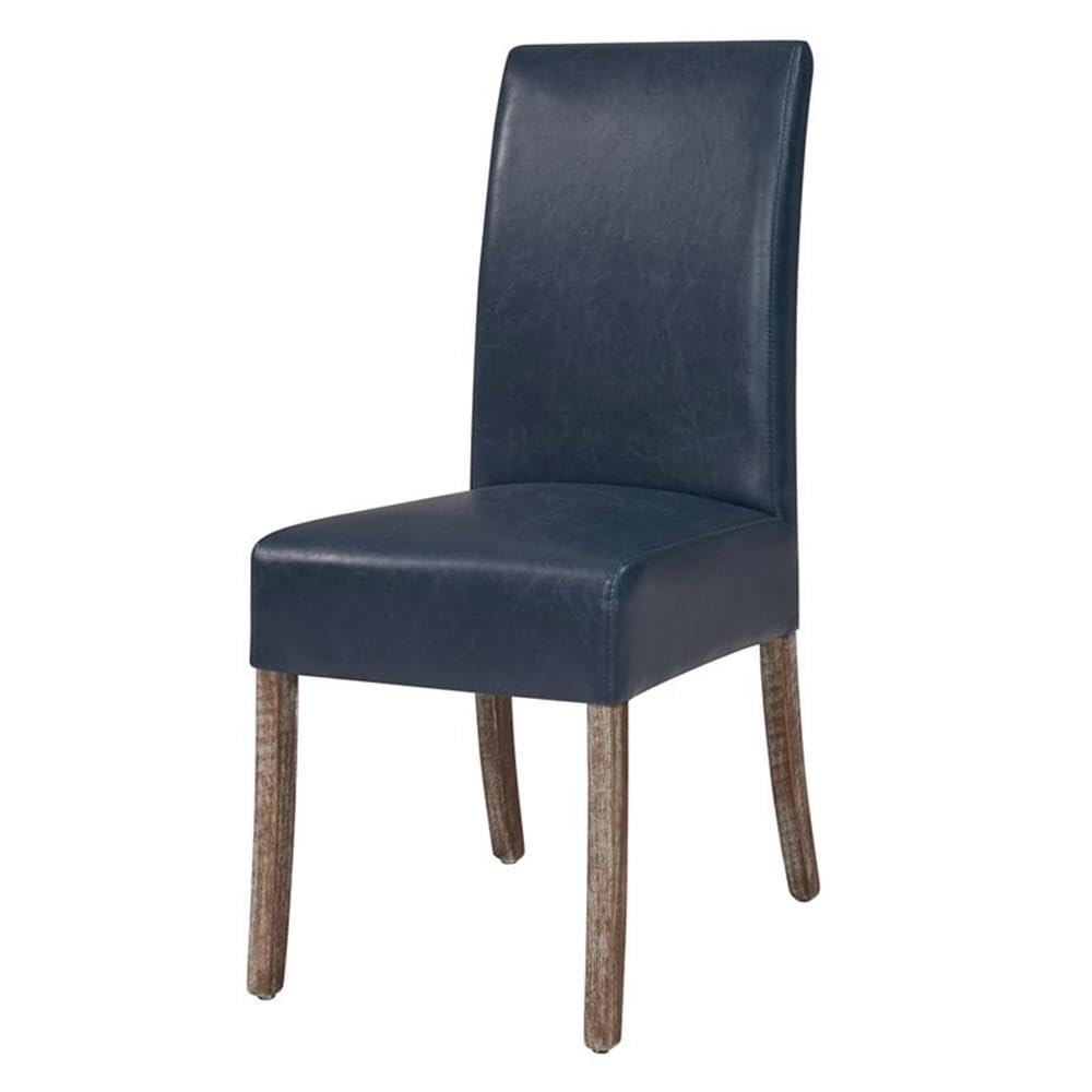 New Pacific Direct Valencia Bonded Leather Chair,Set Of 2 Furniture, Vintage Blue