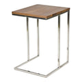Pangea Home Fred Modern Wood Veneer & High Polished Steel Tray Table In Walnut