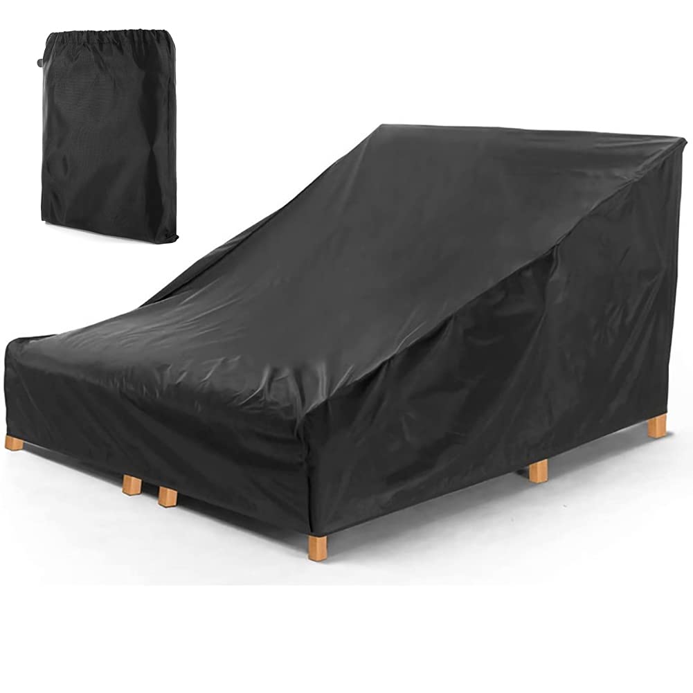 Coosoo Double Chaise Lounge Cover Waterproof Double Wide Patio Chair Cover With Windproof Elastic Hem Uv Resistant All Weather P